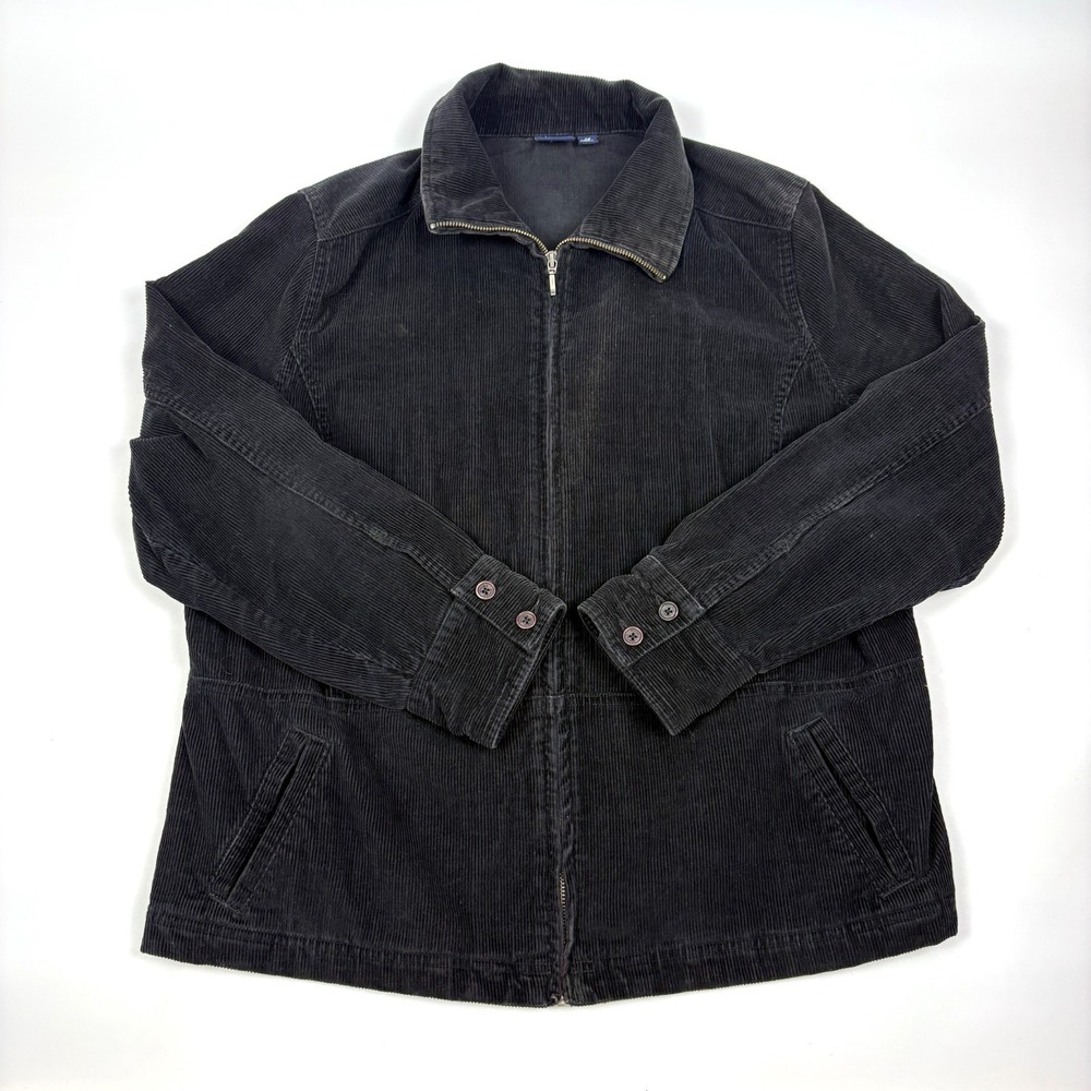 Sonoma Life & Style Corduroy Chore Coat Womens Sz 1X Black Full Zip Barn Pickets